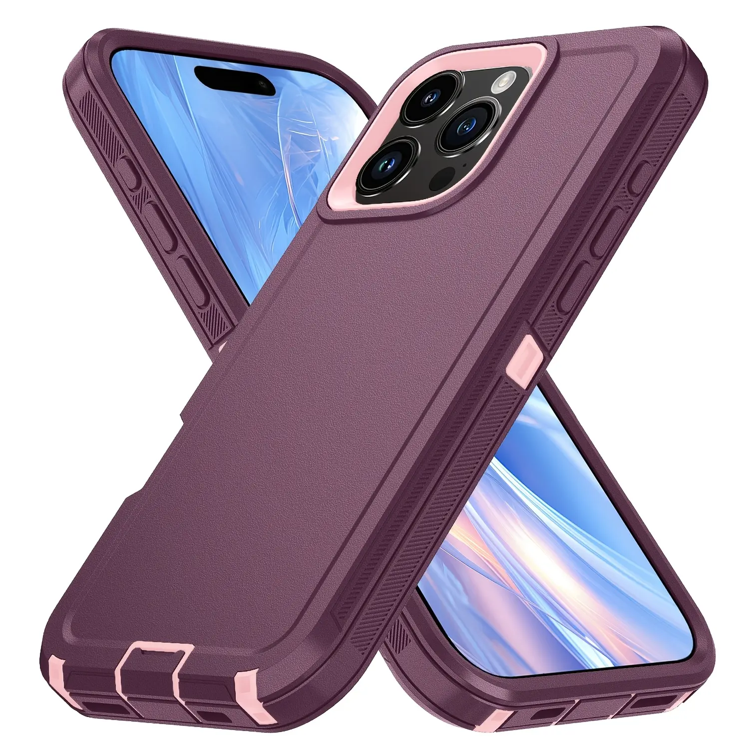 Outdoor Hiking Construction Protective Phone Case, Dual Layer TPU+PC Anti-Dust Anti-Impact Rugged Cover for iPhone 17/16/15/14/13/12 Pro Max Plus Air