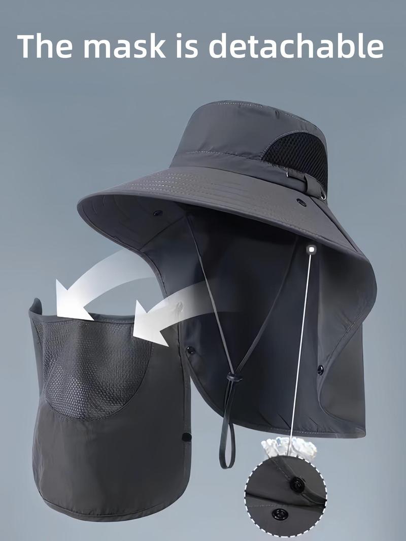 Men's Summer UV Protection Wide Brim Fishing Hat, Waterproof Bucket Hat, Outdoor Sunshade Cap for Hiking & Fishing, Breathable Quick-dry Fashionable Hat