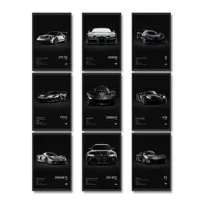 9pcs/set Luxury Famed P-Pagani Supercar Black HUAYRA ZONDA Poster Home living room Wall Art Garage Room Decor Aesthetic Wall Decor URUS Canvas Wall Art Print Poster Supercar Decorative Painting Modern Home Decor Car Lover Gift Unframed
