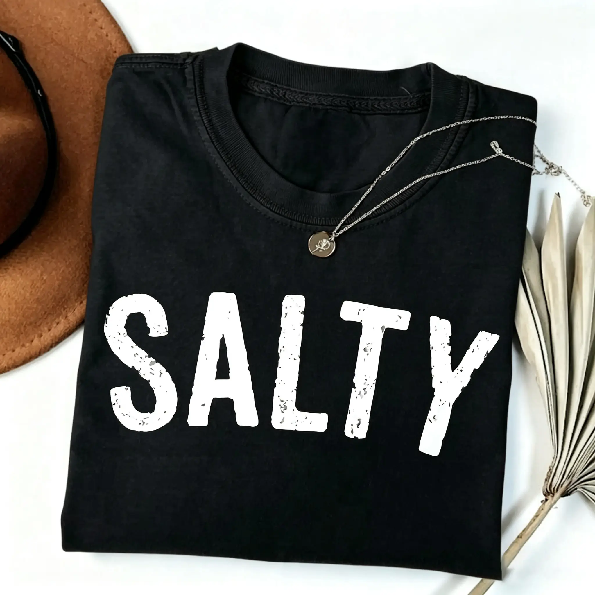 Salty T-shirt, Retro Summer Beach Tee, Women’s Favorite Top, Summer Outfits Apparel, Gift for Women, Today Shirt