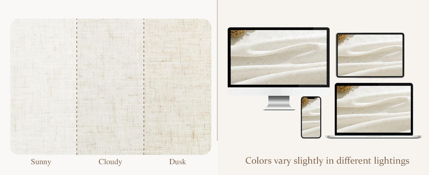 Pinch Pleated Linen Curtains 96 Inches Long for Living Room Semi Sheer Curtain 2 Panels for Bedroom Natural Cream Light Filtering Back Tab Drape with Hook Rings Boho Rustic Farmhouse Decor