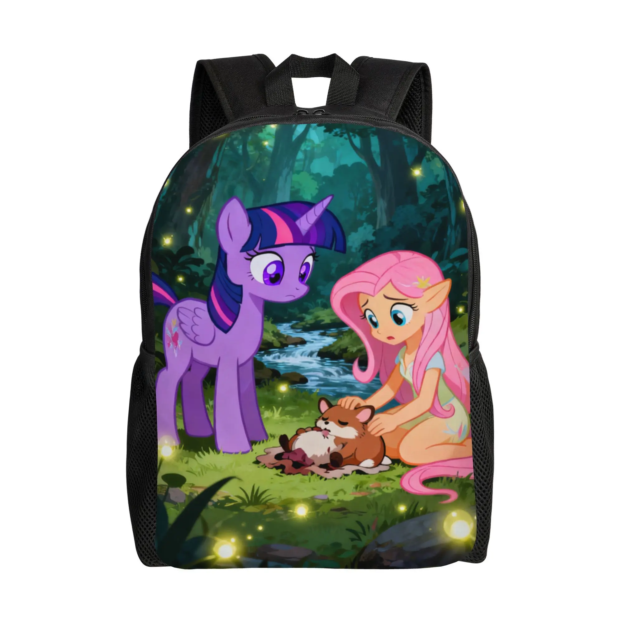 Child Sized Graphic Backpack with Magical Forest Fairy & Fox Print, 600D Oxford Synthetic Daypack for Kids, Lightweight with Padded Straps for School, Daycare, Fantasy, Cartoon Character, 15-Inch Laptops, Animals/Insects/Dinosaurs, Butterfly