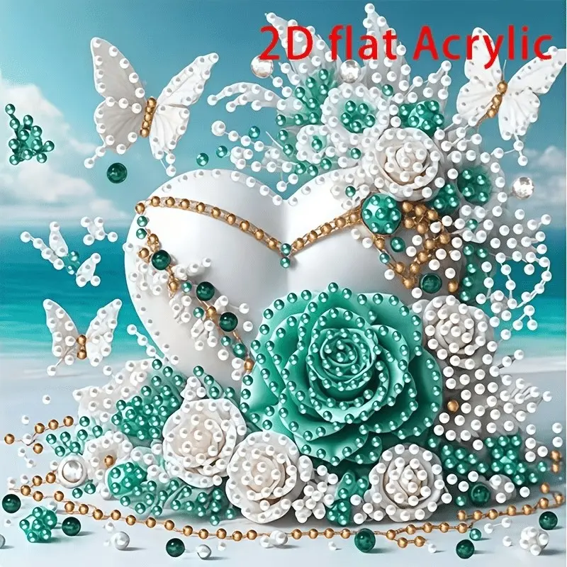 1pc 2D Flat Printing Diamond Painting, Heart Butterfly Floral Pattern, DIY Wall Art Kit, Unframed, Perfect Gift for Friends and Family