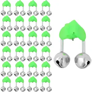 25pcs Fishing Bells Rods, Extra Loud Dual Alert Bell Clip Dual Metal Alarm Bells with Plastic Clip Night/Ice/Sea/Lake/River Fishing