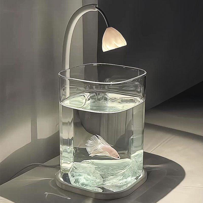 Transparent Ice Crystal Small Fish Tank Desktop Creative Betta Tank Pearl Diamond Decor Landscape Complete Set