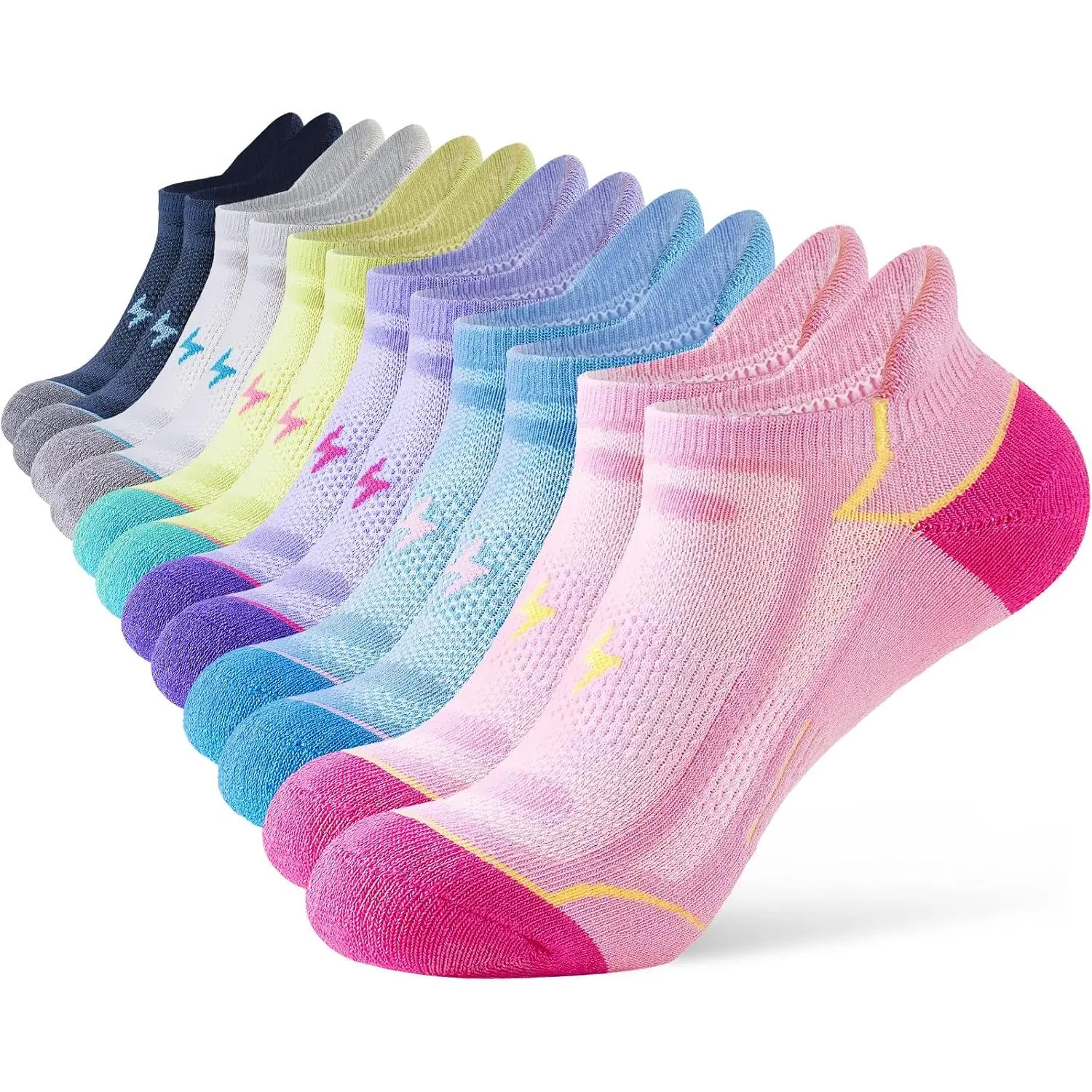 Niorasen Ankle Socks for Women 6 Pairs, Cotton Cushioned Athletic Running Socks, Breathable Low Cut Sports Socks