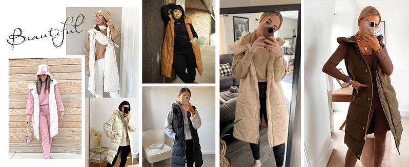 【Clearance】Imily Bela Womens Down Vest with Stand Collar Thick Hooded Sleeveless Long Coats Jacket