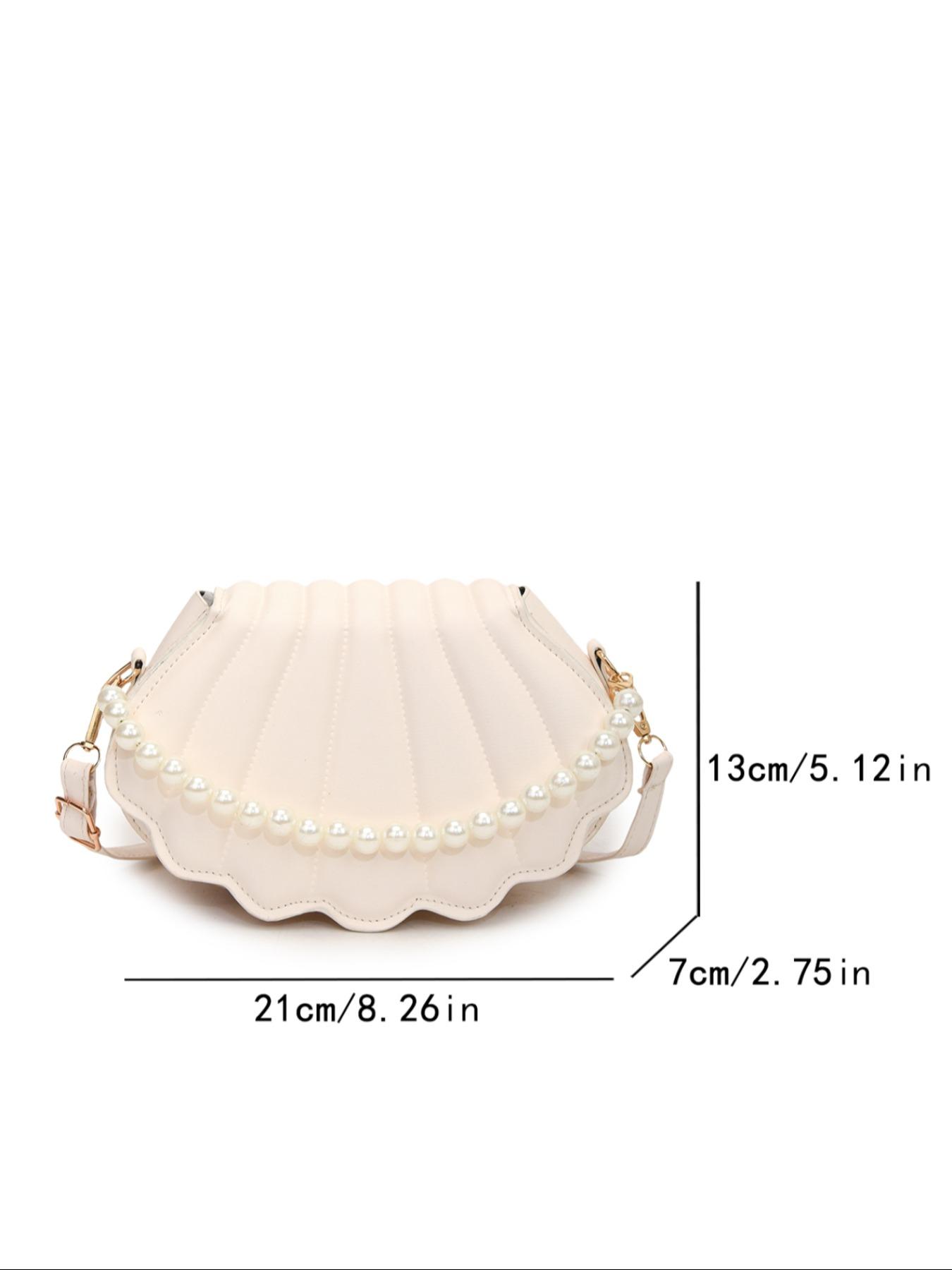 Women's Elegant Shell Shaped Bag, Fashionable Pearl Decorated Crossbody Bag for Daily Used, Casual Trendy Versatile High-quality Daily Commuting Bag