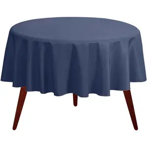 Round Tablecloth - 70 Inch Navy Blue Round Table Cloth for 24 to 48 Inch Round Tables - Heavy Duty Washable Fabric - for Buffet Table, Holiday Party, Dinner, Wedding & Baby Shower