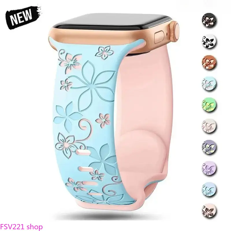 Women's Floral-Patterned Silicone Smartwatch Band – Breathable Sports Strap (38–49mm, Multi-size) – Compatible with Series and Ultra Models; Designed Specifically for Women and Teens.
