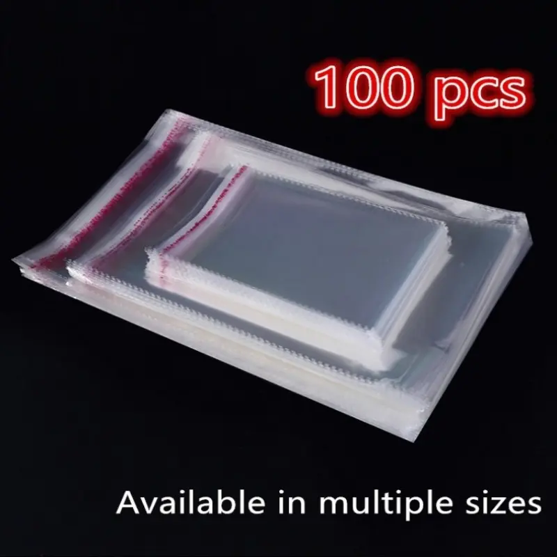 100 transparent plastic self-adhesive bags, self sealing small pen bags, jewelry candy packaging, sealable gift biscuit bags, Al Adha Mubarak during the Eid al Adha festival