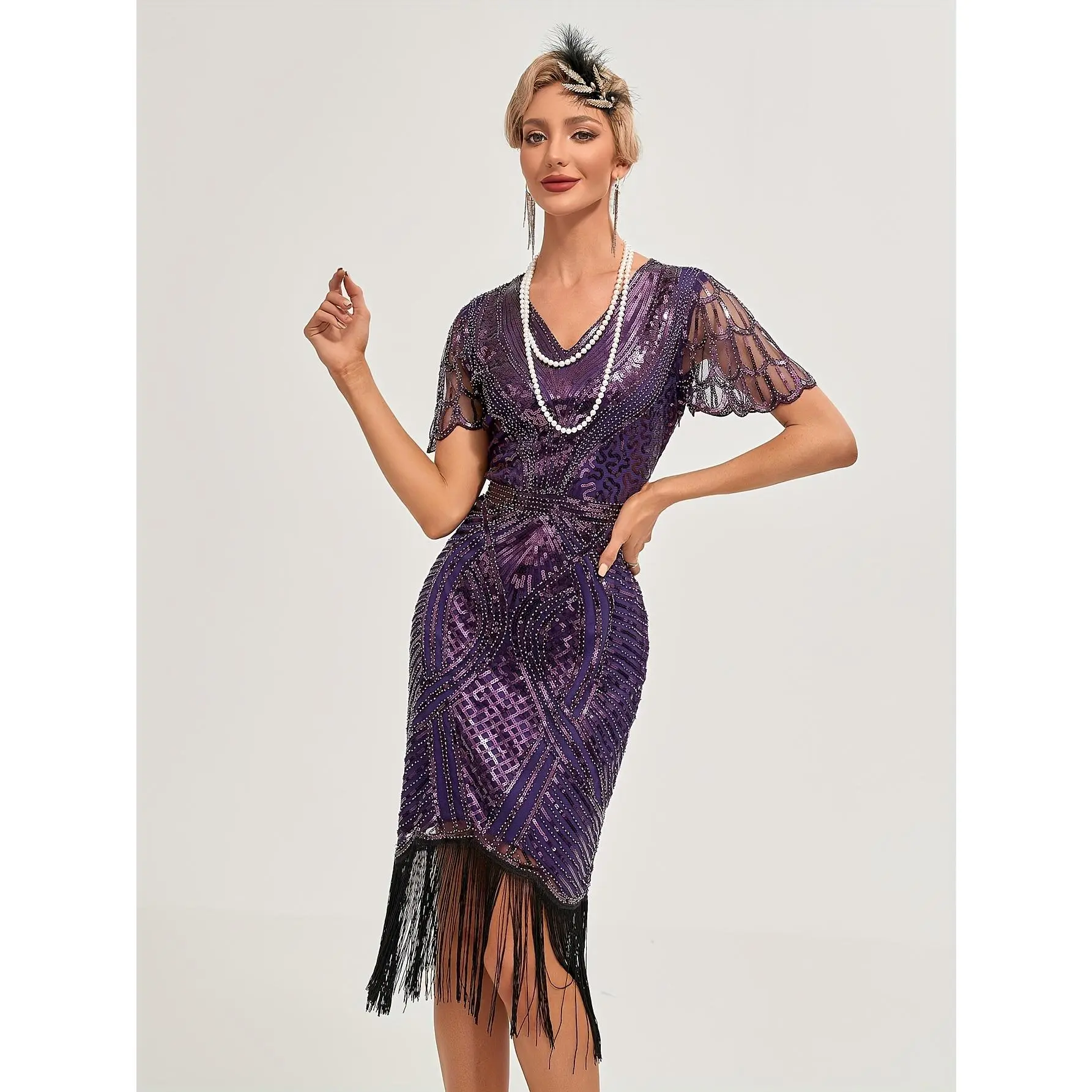 dresses,nigeria,Off-Shoulder,Satin,Silk Maxi Dress,purple,Women's Roaring Twenties Flapper Party Dress - Vintage 1920s Glamour with Sparkling Sequences, Formal Gala Evening Gown for Weddings, Proms, Themed Events - Non- Party Dress, Pro,sleevele,high-low,