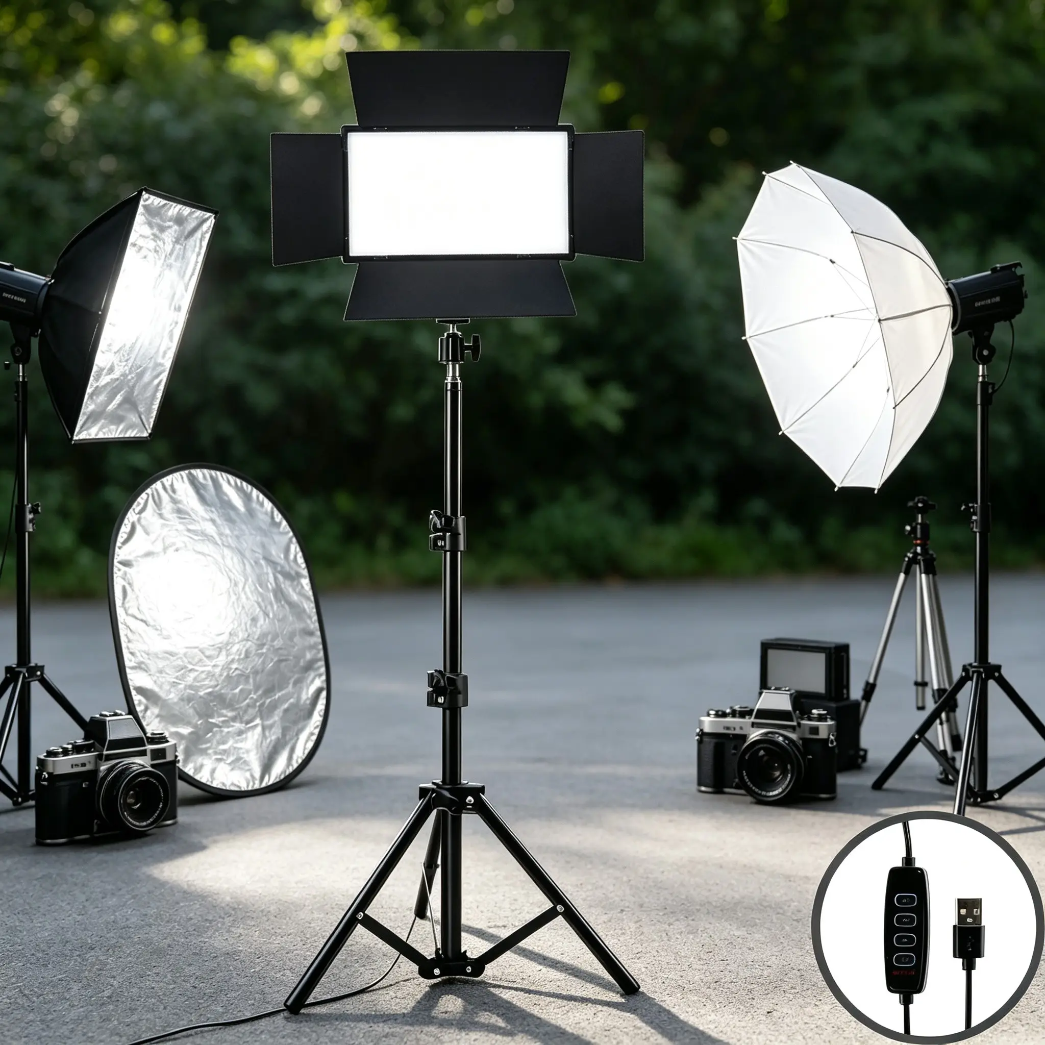 Multi-Functional Four-Leaf Light Diffuser, LED Panel Light 2500k-8500k, Adjustable Warm/cool Light, USB Powered, Professional Photography