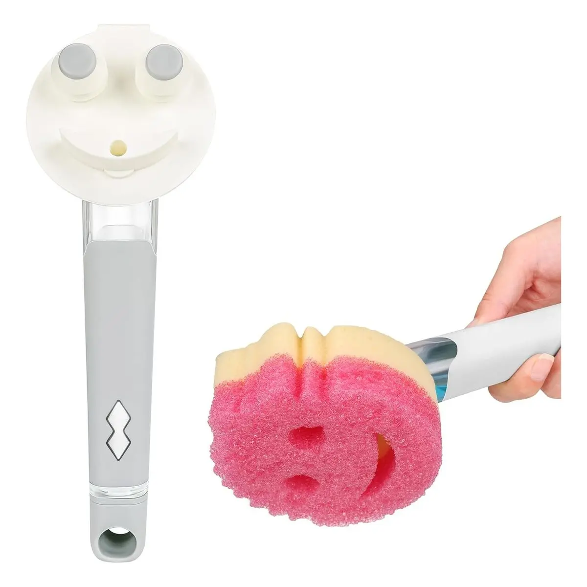Scrub Daddy Compatible Silicone Dish Wand Holder - Reusable Soap Dispenser Handle, Food Scraper, Scratch-Free Tool for Dishes, Sponges & Scouring Pads with Dual-Locking Mechanism