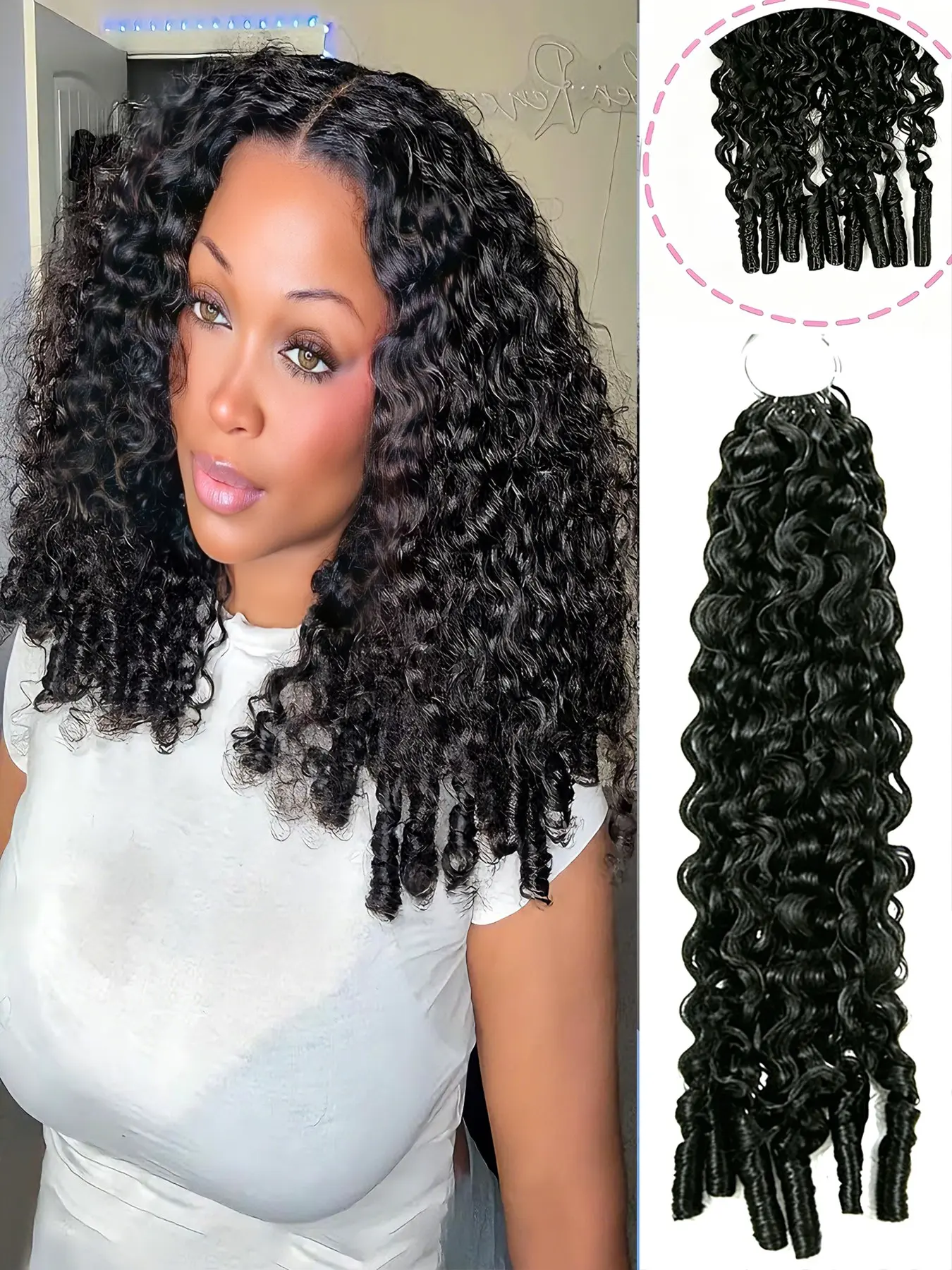 Burmese Curly Human Knotless Pre-Separated Crochet Hair Extensions Generation Feather Crochet Invisible Knots For Women