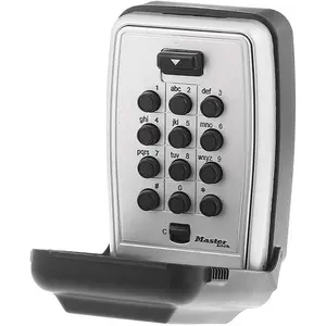 Master Lock Wall Mount Key Lock Box with Push Button for House Keys, Outdoor Safe with Combination Lock, 5 Key Capacity, 5423EC , Black