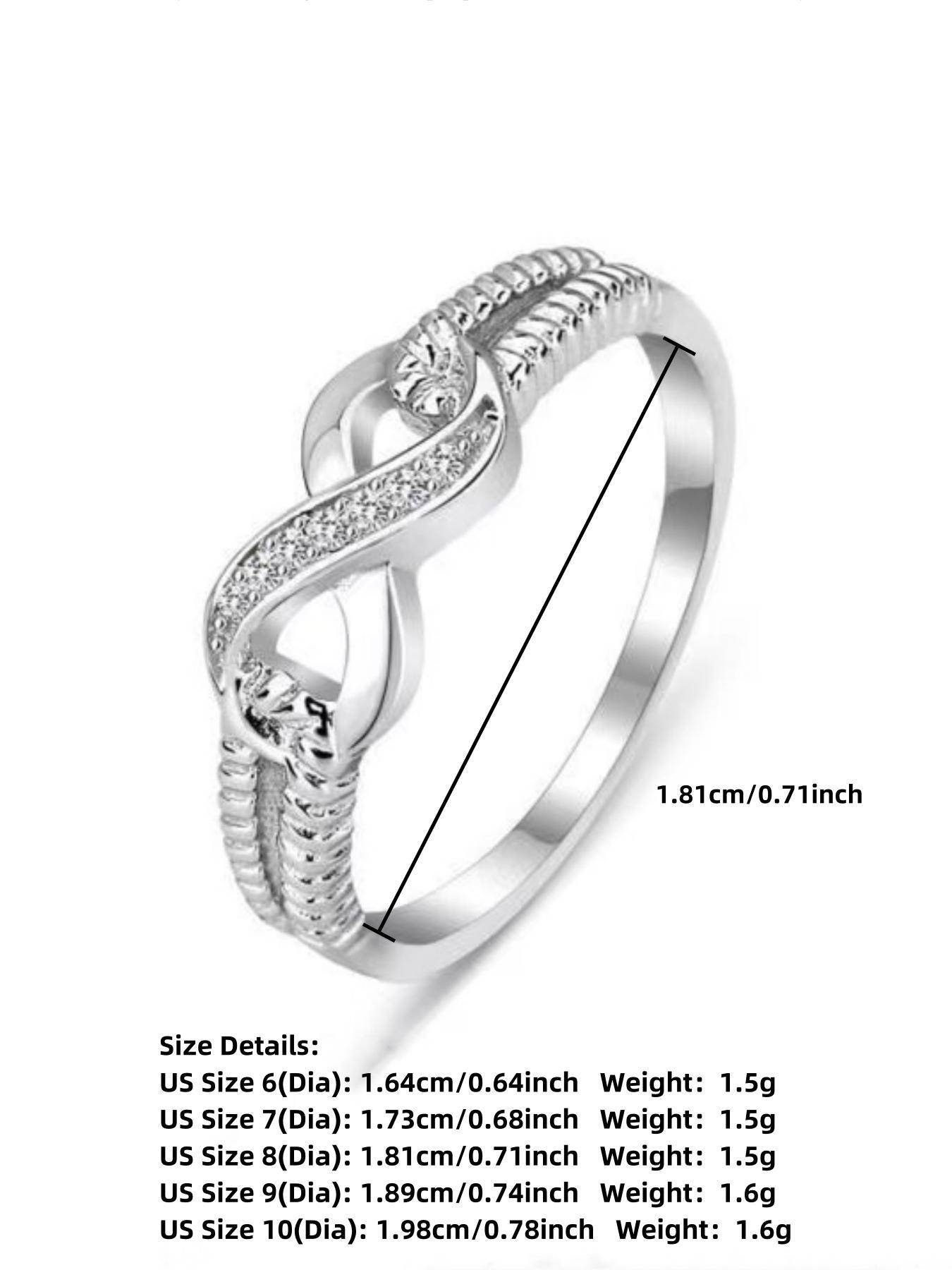 S925 Sterling Silver Infinity Symbol Design Ring, Rhinestone Decor Engagement Ring for Women, Fashion Jewelry Accessories for Party, Daily Clothing Decor