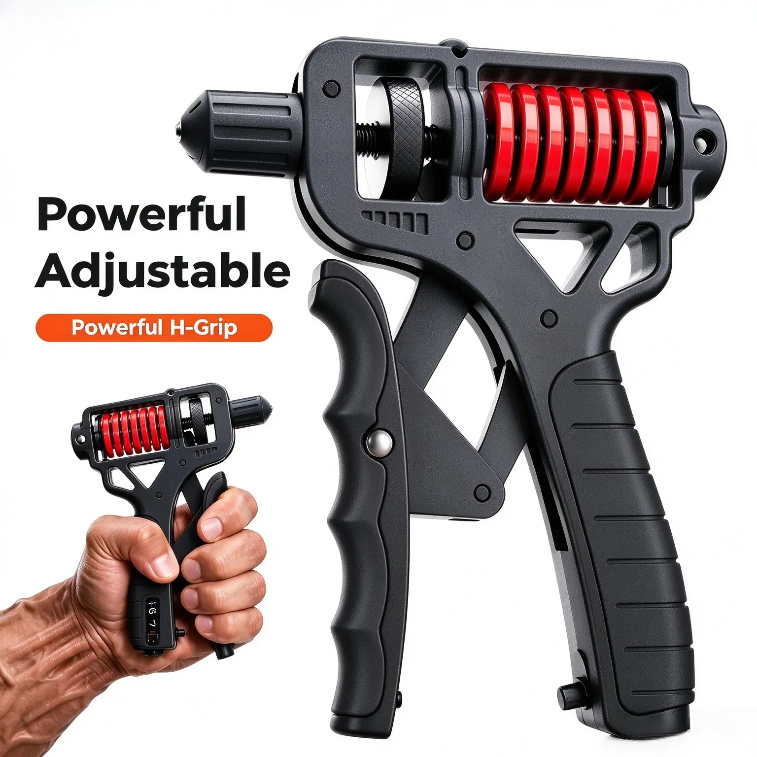 Unisex H-Shaped Ergonomic Grip Strengthener - Adjustable 10-660LBS Resistance, Workout Equipment, Gym Equipment for Grip & Forearm Fitness Training