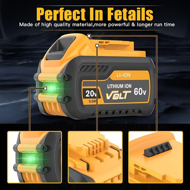 9000mAh For DEWALT FLEXVOLT 20V/60V MAX Lithium Ion Battery 9.0Ah DCB609 DCB606 DCB612 Compatible With DCB208 Fit 20V/60V MAX Cordless Power Tools
