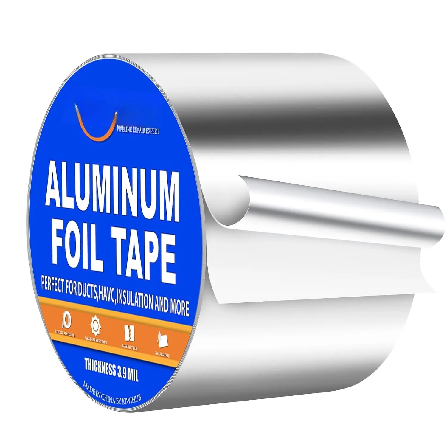 Foil Tape, 3in x 65ft 3.9Mil, Heavy Duty HVAC Tape |  Adhesive Metal Foil Tape, Ideal for Ductwork, Dryer Vents, Pipe Sealing and Repair Jobs
