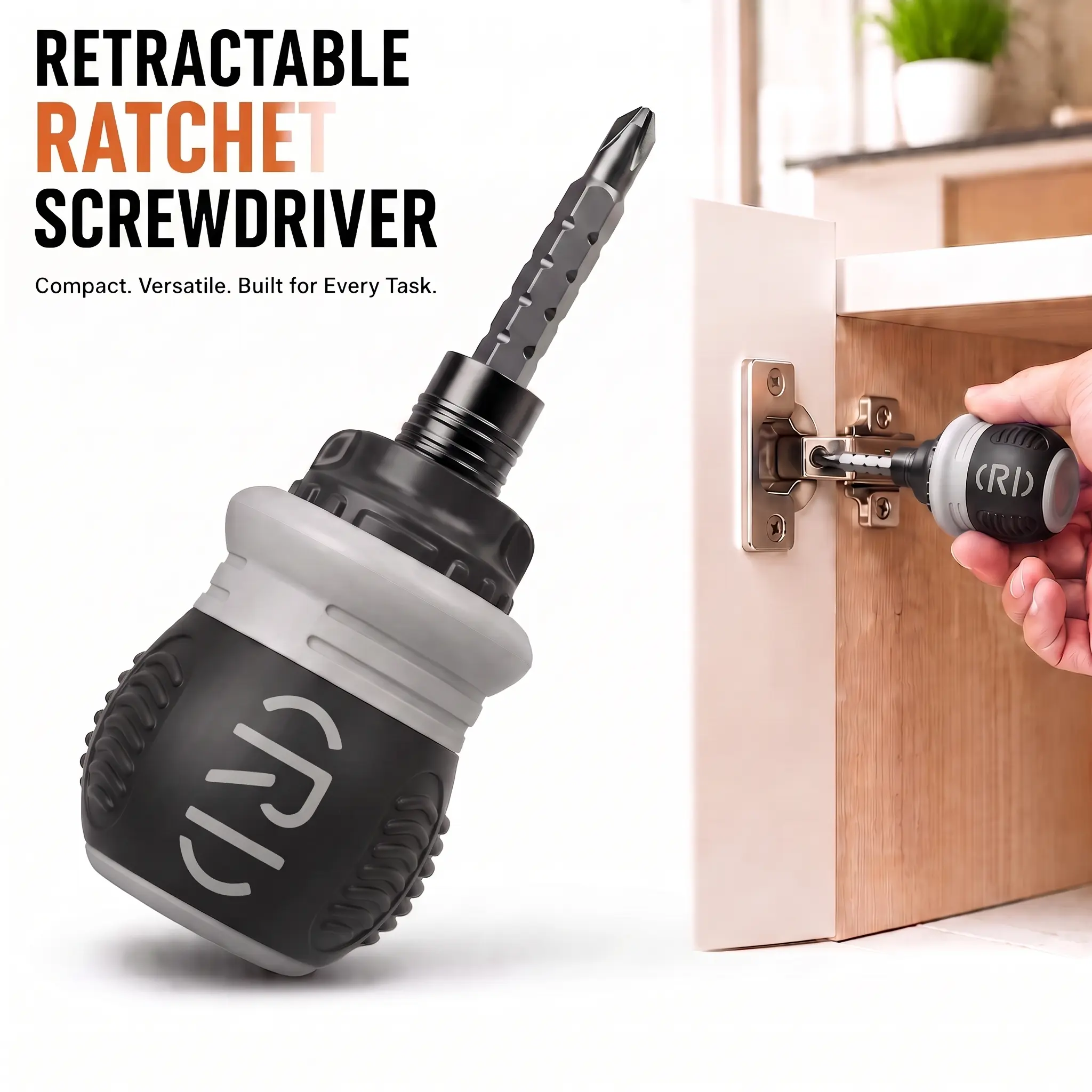 Adjustable Ratchet Screwdriver, Dual-Purpose Bolt Driver, Adjustable Length Phillips Slotted, Multifunctional Carbon Steel Screwdriver Kit, Professional Repair Tool-YY0