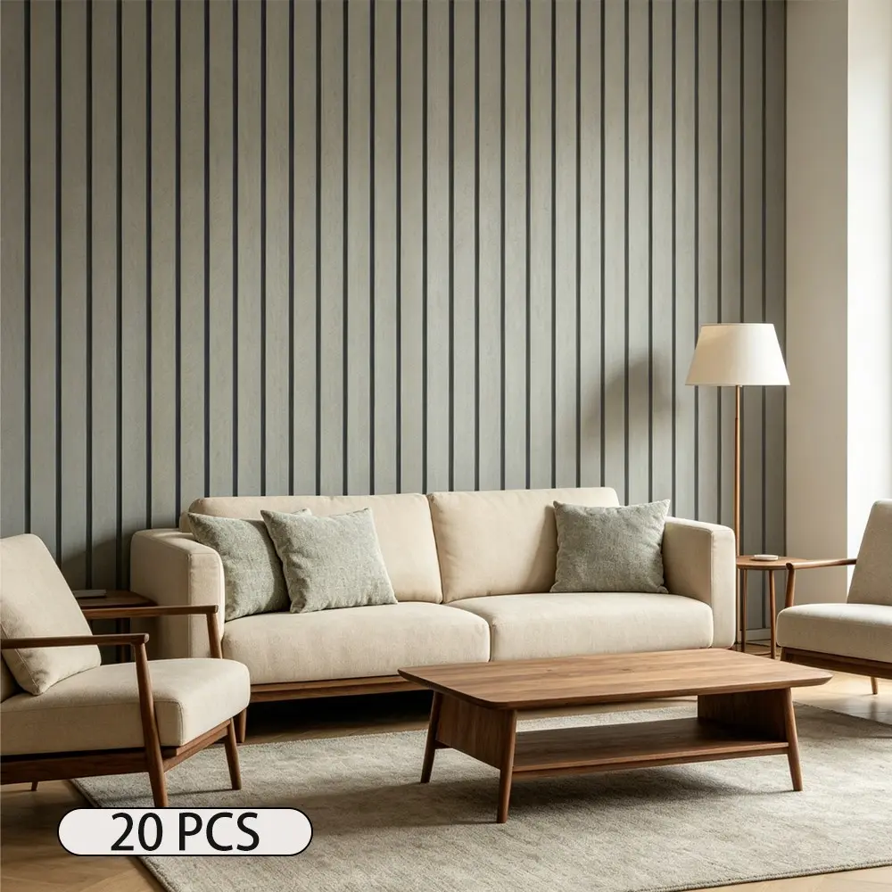 20pcs Self-Adhesive Grid Wallpaper, 3D Wood Grain Wall Stickers, Decorative Wall Paper for Living Room, Bathroom, Kitchen, Bedroom