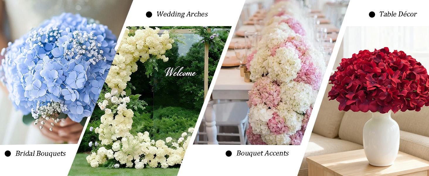 Dark Red Hydrangea Artificial Flowers Bulk, 30 Pcs Faux Hydrangea Flowers Heads, Artificial Fake Silk Hydrangea Flowers with Stems, Red Flowers Artificial for Decoration Wedding Décor