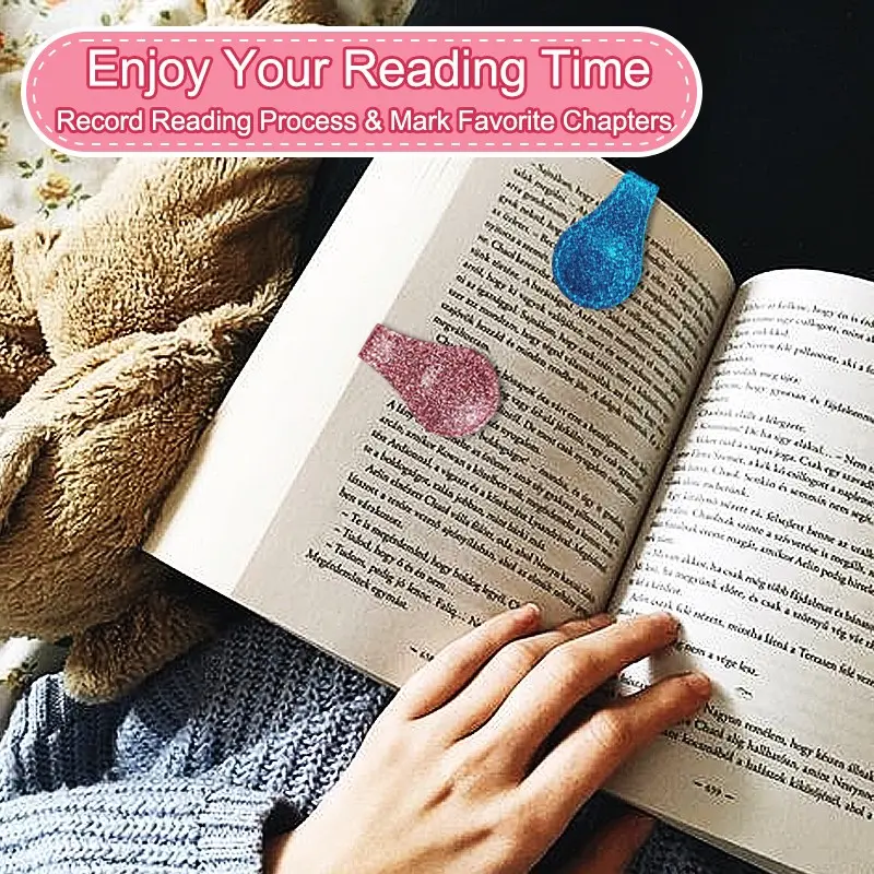 Magnetic Bookmark High Aesthetic, Perfect for Book Lovers, Sparkly Round Magnetic Bookmark, Available in, Gold, Blue