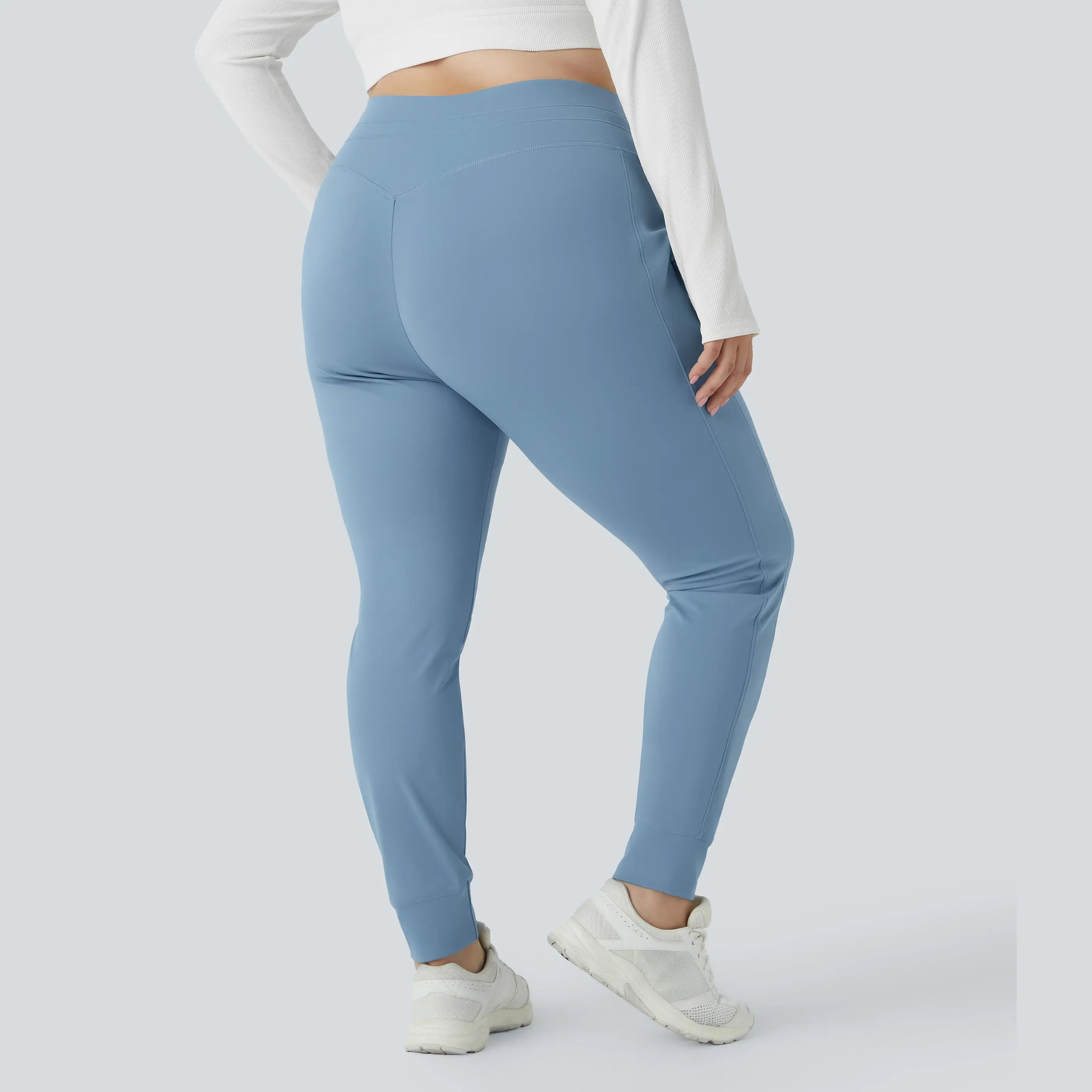 Halara SoftlyZero™ Plush High Waisted Drawstring Pocket Plain Full Length Cool Touch Plus Size Joggers-UPF50+
