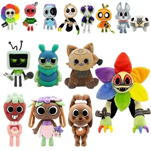 Dandy's World 6 Styles Monster Plush Toy Full Set Indie Horror Game Stuffed Doll Gray Bug, Rainbow Flower, Blue X-Eyed Alien, TV Screen Robot, Christmas Red Ant, Pumpkin Head Creature Soft Flannel Weird Cute Plushies Gift For Teen Boys Girls Halloween Par