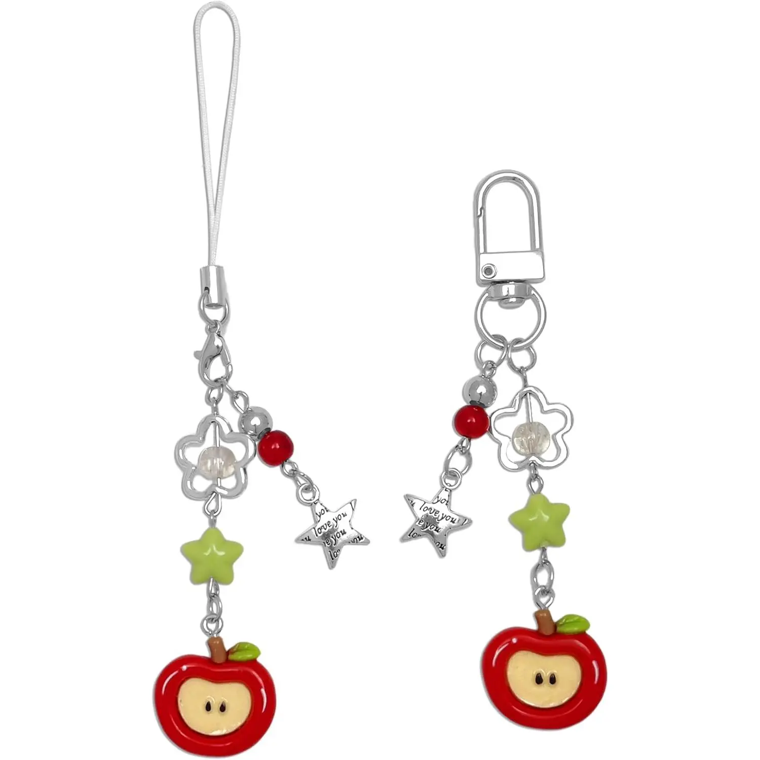 2 count Cute Phone Charms Aesthetic Y2k  Guitar Strawberry  Phone Straps Key Chains for  Bags Camera