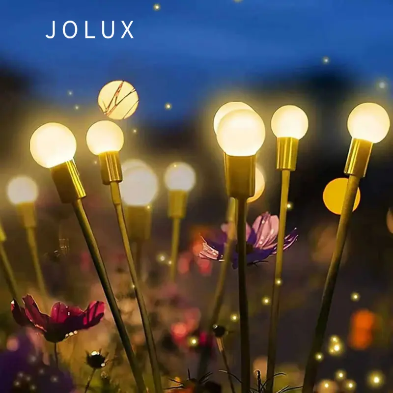 Jolux Solar Firefly Lights Swaying Dancing LED Garden Stake Lights, IP44 Waterproof Solar Powered Outdoor Landscape Lighting for Yard Lawn Pathway Walkway Patio