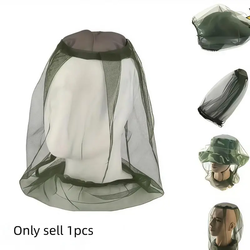 Outdoor Mosquito Net Face Mask, Bug Barrier, Protector, Carbon Fiber Mesh, Unisex Travel Hooded Mosquito Net Hat, Suitable for Men and Women, Outdoor Sports Protection