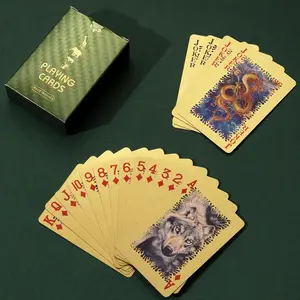 54PC/Set Animal Poker Playing Card Waterproof Gold Game Card Group Suit Magic Dmagic Package Board Game Gift Collection 50*74mm Card Games For Families