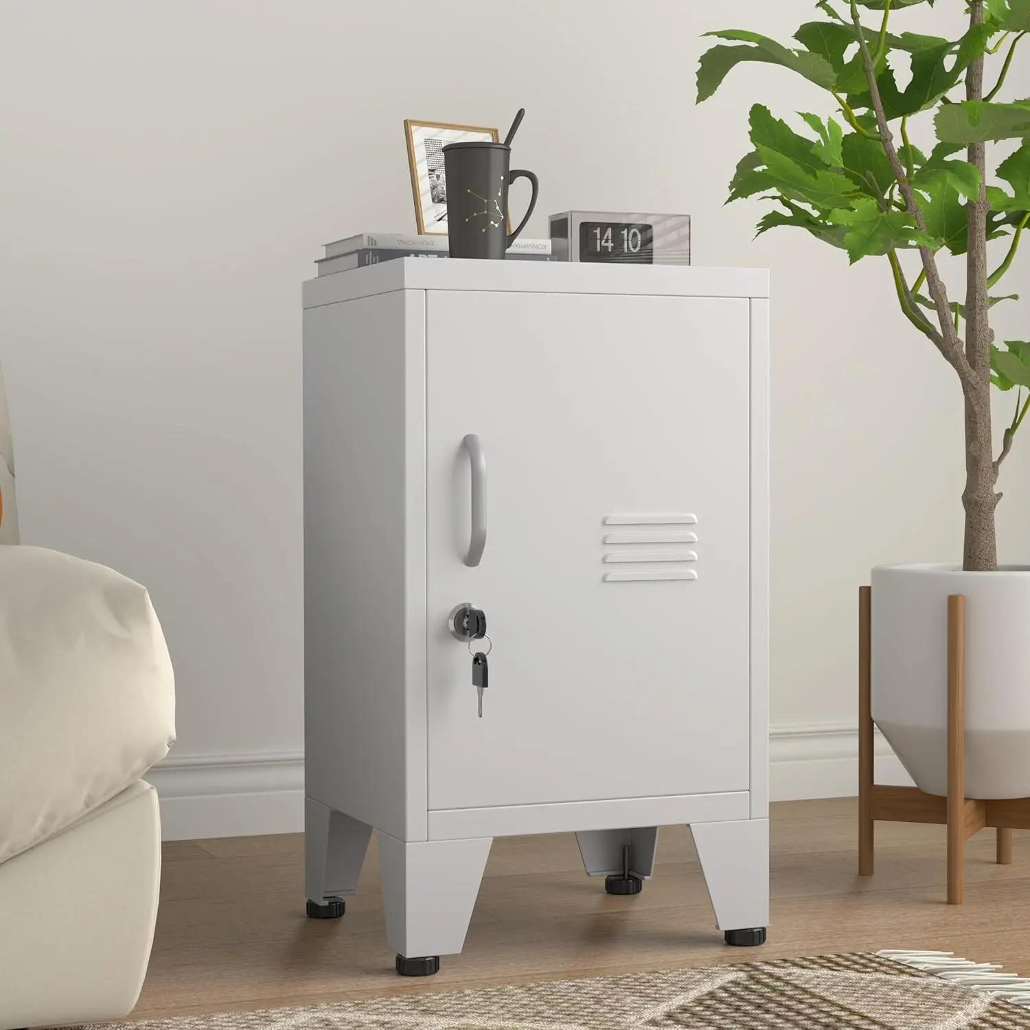 24.4" H Metal Locker Storage Cabinet with 1 Doors, Pantry with Shelves, Storage Cabinet with Adjustable Leveling Foot for Kitchen, Employees, Office, Kids LockerGift.