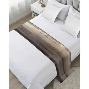 Ombre Brown Bed Runner Scarf Cal King Size Modern Abstract Watercolor Terracotta Art Luxury Bed Throw for Bedroom Hotel Wedding Decoration 102"x20"
