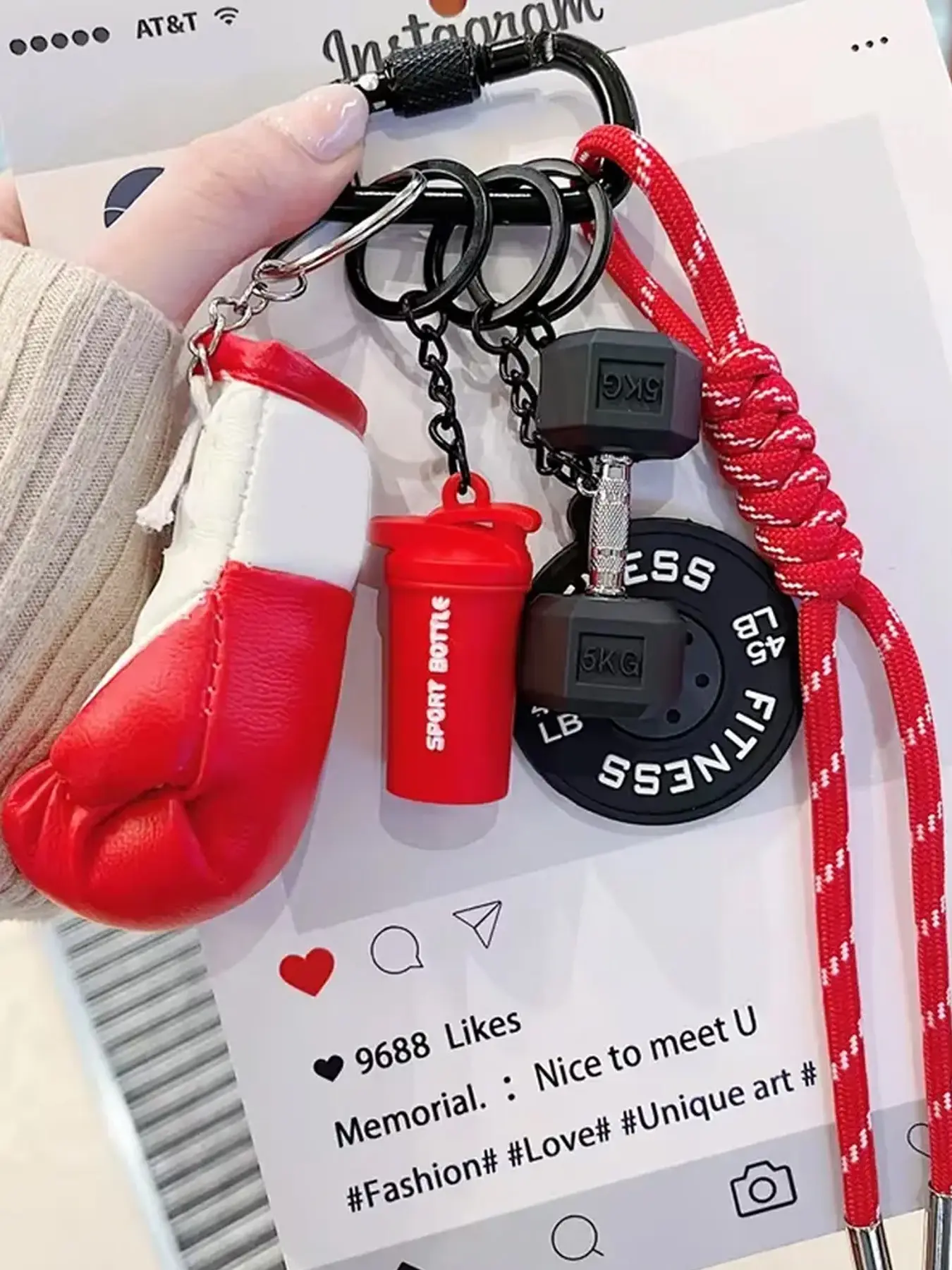 Mini Boxing Glove Fitness Keychain, Dumbbell Barbell Plate Water Bottle Charm Braided Rope Carabiner, Sport Gym Backpack Bag Pendant, Y2K Preppy Streetwear Accessories Gift For Fitness Lovers Teen Boys Girls