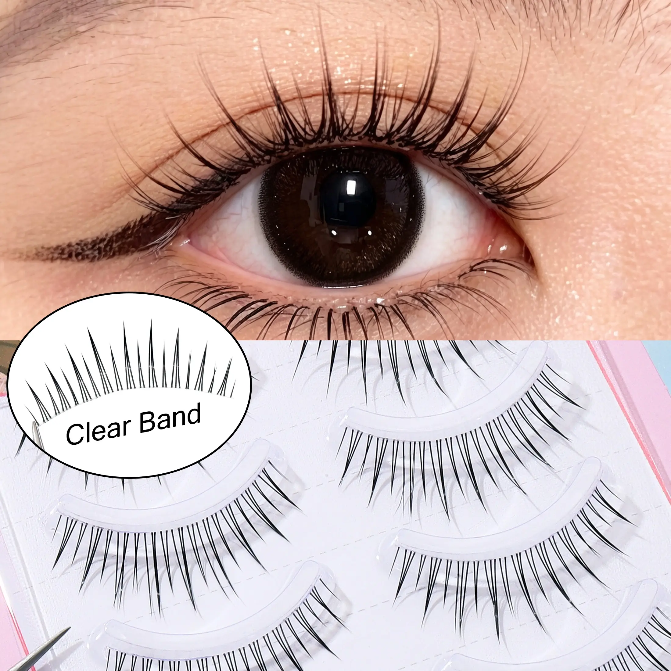 5 Pairs Natural Girl Group False Eyelashes, Natural Look, Pointed Tip Design, Korean Anime Style, Lightweight, Reusable, Easy to Wear, Fake Eyelashes, Makeup