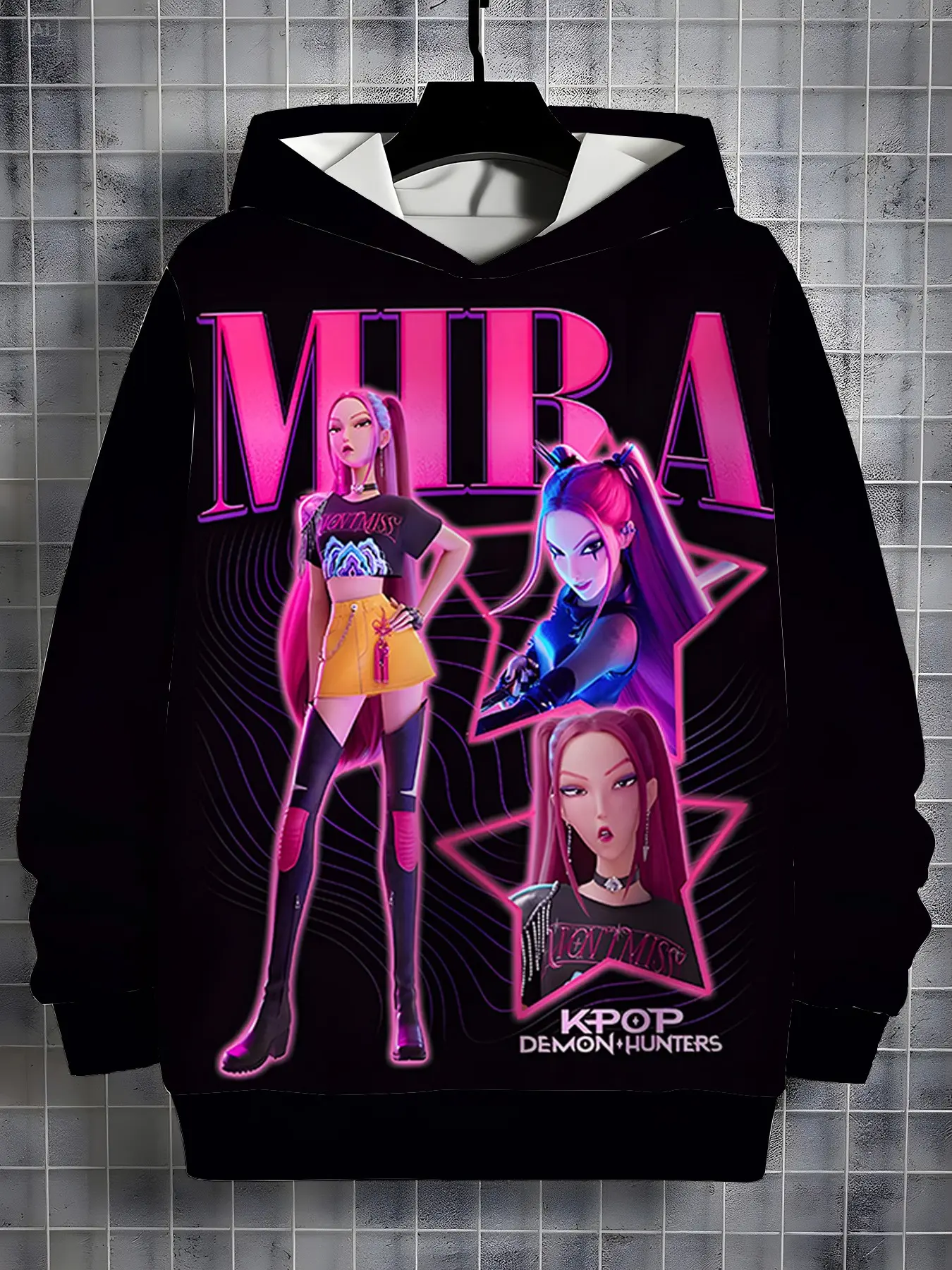 Mira Girls' Hooded Sweatshirt, Base 3D Print, Loose Fit Long Sleeve with Pockets, Casual Fall & Winter Fashion, Anime Fan Gift