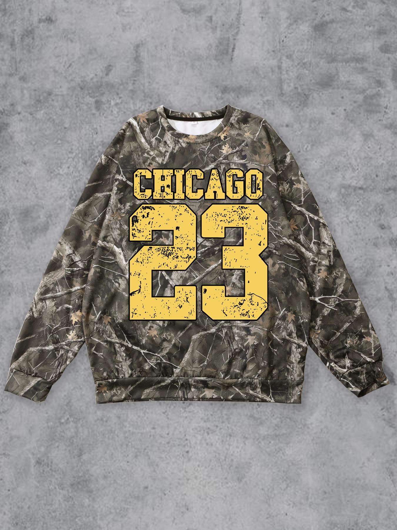 Men's All Over Print Drop Shoulder French Sweatshirt, Regular Fit Casual Long Sleeve Round Neck Pullover for Daily Wear, Fashion Men's Top for All Seasons