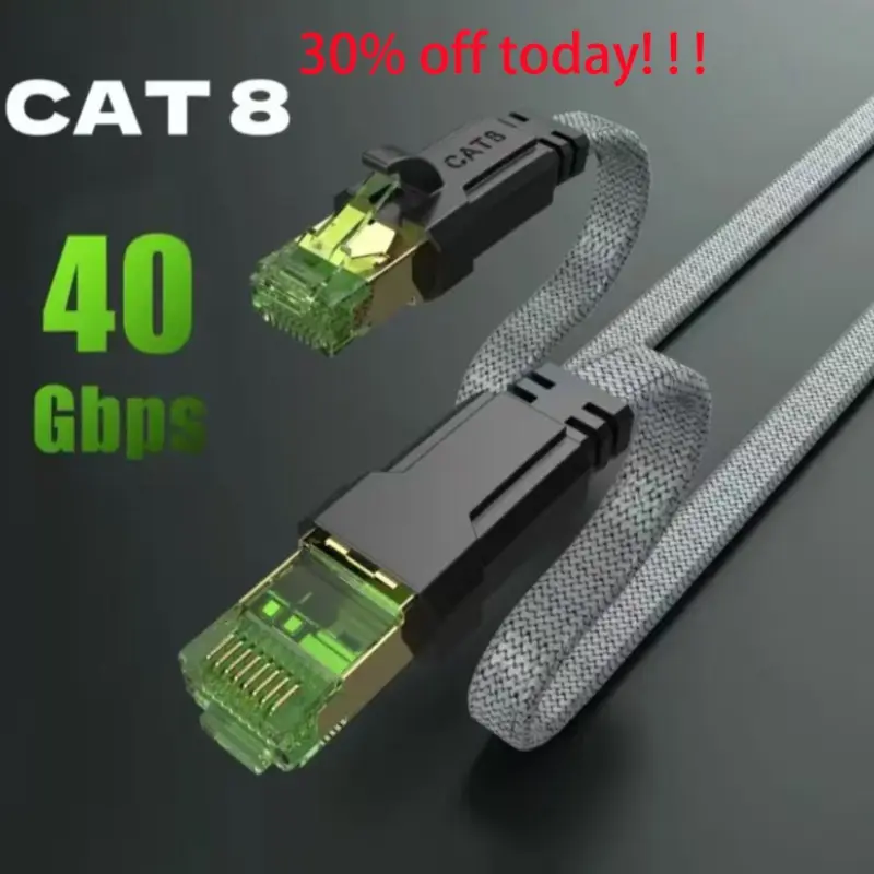 Cat8 Ethernet Cable, 40gbps High-Speed Transmission, 2000mhz Bandwidth, Ideal for Gaming Pcs, Gaming Ethernet Cable,Routers, Low Latency, Smooth Network Performance, Network Cord
