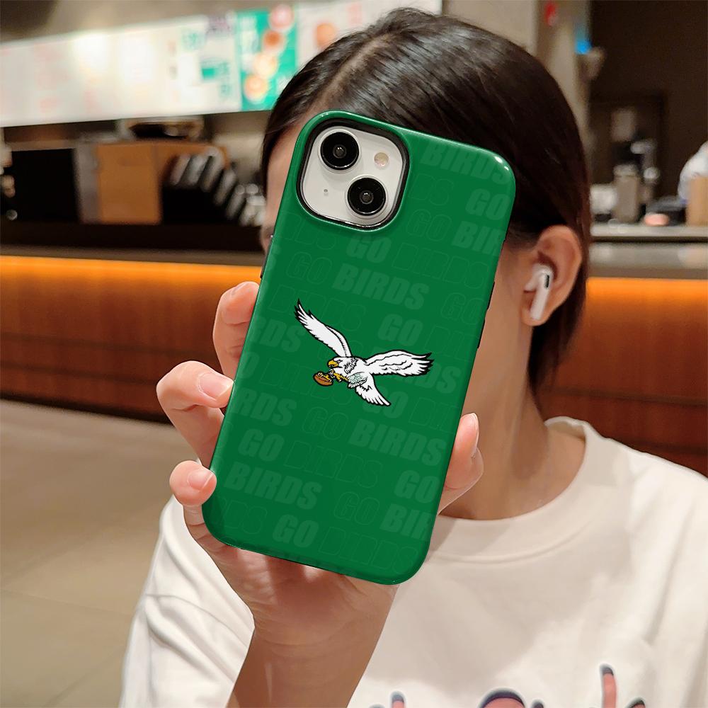 Go Eagles Football Phone Case , Shockproof Rugged Cover Dual Layer Soft TPU Hard Bumper Hard Shell for iPhone 11 12 13 14 15 16 17 Pro Max Plus Air X XR 7 8 XSMAX