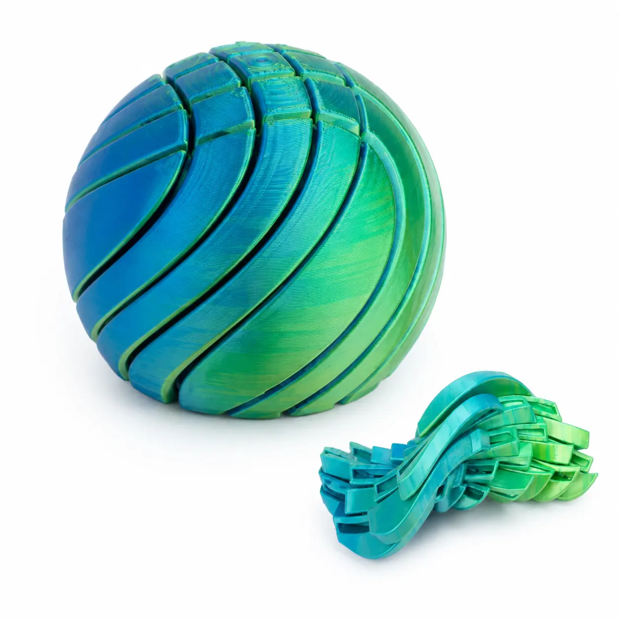 3D-Printed Interlocking Gear Fidget Sphere - Rotating Sensory Stress Toy for Adults, Anxiety-Calming Desk Accessory for Home & Office Use