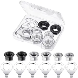 12 Pcs Bike Axle Nut and Safety Washer Kit - 3 Sizes Bicycle Hub Flanged Hardware Nuts Steel Flange Nuts Retaining Bicycle Hub Parts for Front and Rear Wheels