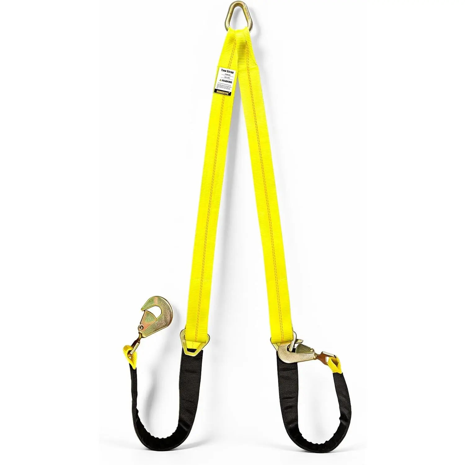 Axle V-Bridle Tow Strap, 2" x 6' Axle Tie Down Straps 4700LBS, with Snap Hooks Cordura Sleeve and Axle Straps, D Ring Middle, ATV Car Truck Recovery Tow Trailer Strap