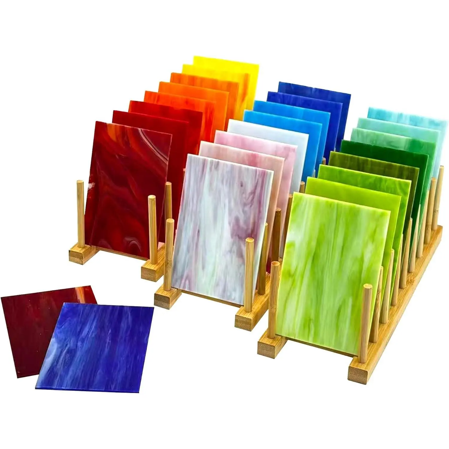 26 Sheets Opaque Stained Glass Kit for Beginners - 6 x 4 Inch Colored Opalescent Art Glass for Mosaic Art, DIY Starter Projects & Craft Supplies - Easy to Cut & Shape