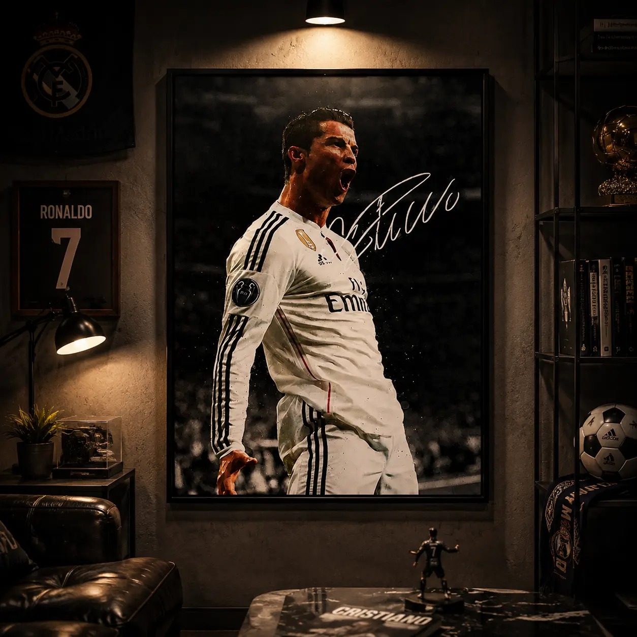 Cristiano Ronaldo Football Canvas Art Print, Classic Soccer Player Wall Art Poster, Decorative Sports Artwork for Bedroom Living Room Decor, Football Fan Gift, Modern Home Wall Decoration, Canvas Print Room Decor