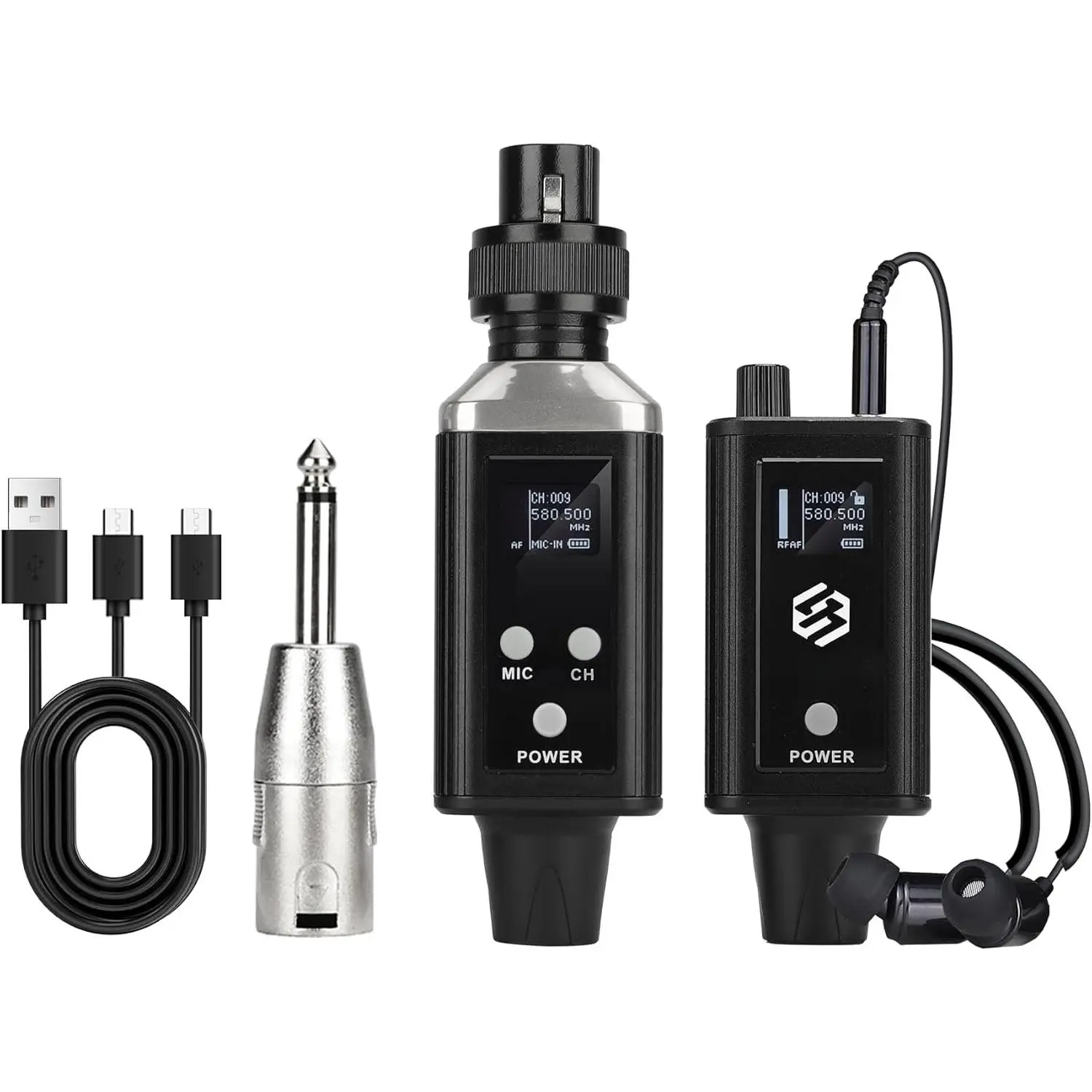 A9 UHF  in Ear  System, Mono IEM Transmitter & Beltpack Receiver, 30M Range Low Latency, Professional Stage  for Studio, Band Rehearsal, Live Performance,