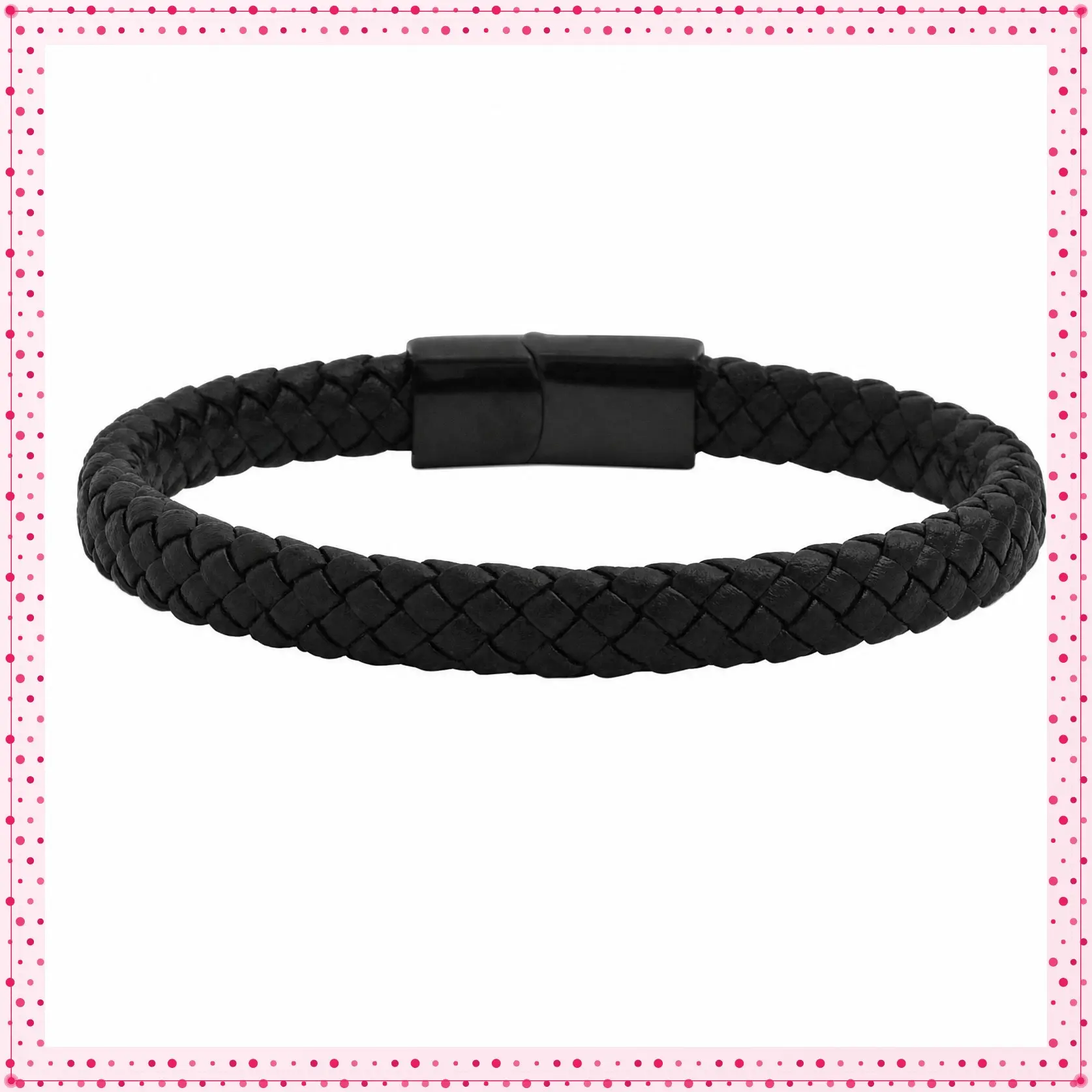 Men's Braided Genuine Leather Bracelet with Stainless Steel ClaspGift