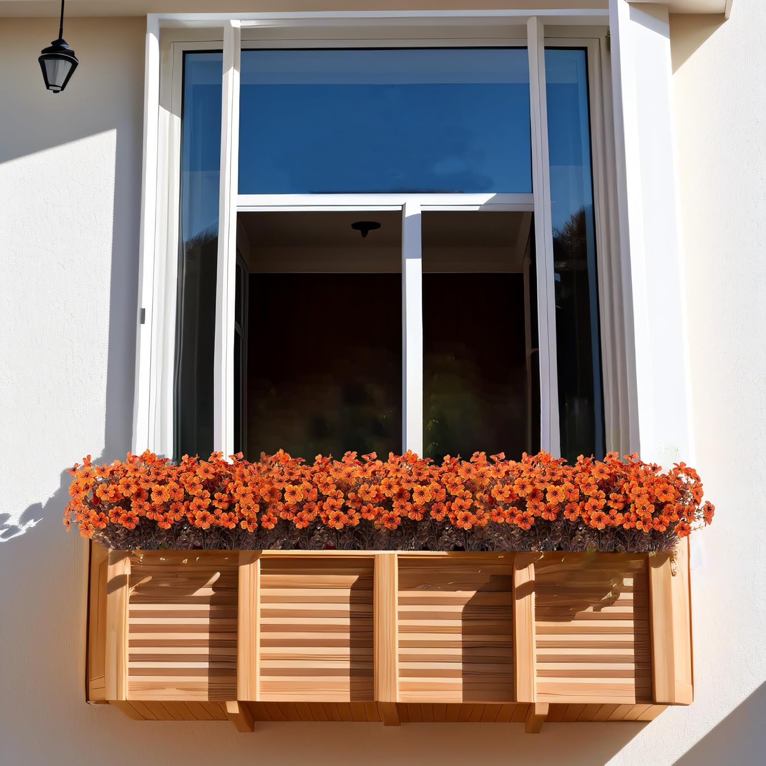 8 packs Artificial Flowers for Outdoor Decoration, Artificial Potted Flower, Faux Daisy Flowers for Fall Decor,Realistic Eucalyptus Leaves Silk Mums Fake Plants for Garden Pot,Front Porch,Courtyard,Patio,Lawn